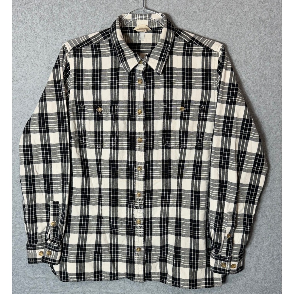 Duluth Trading Plaid Flannel Shirt Long Sleeve Button Up Top Womens L‎